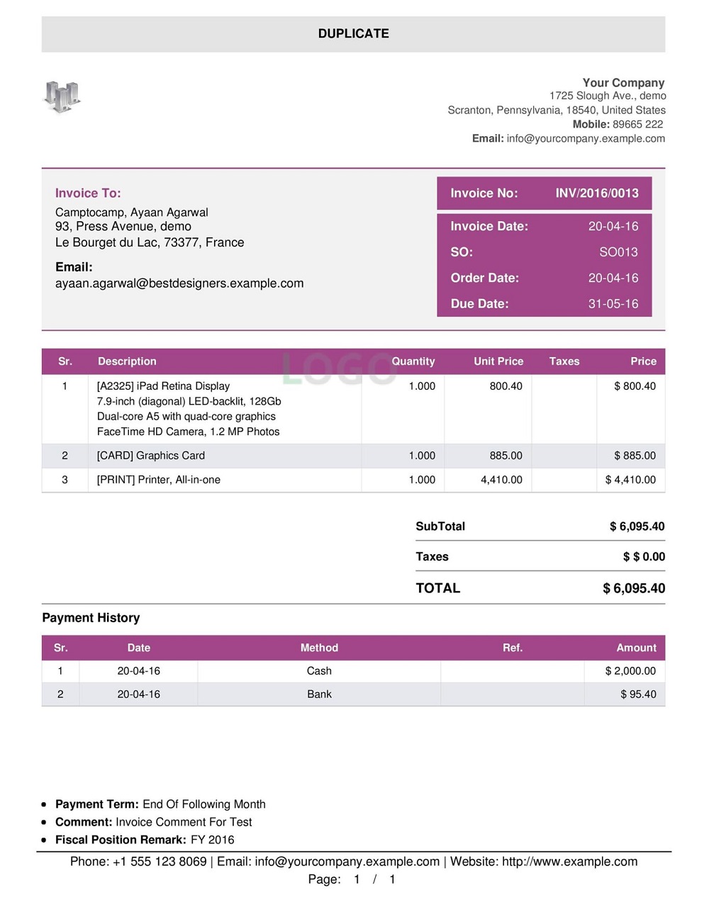 create invoices with odoo