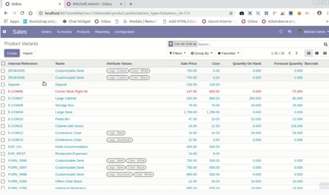 odoo product management features
